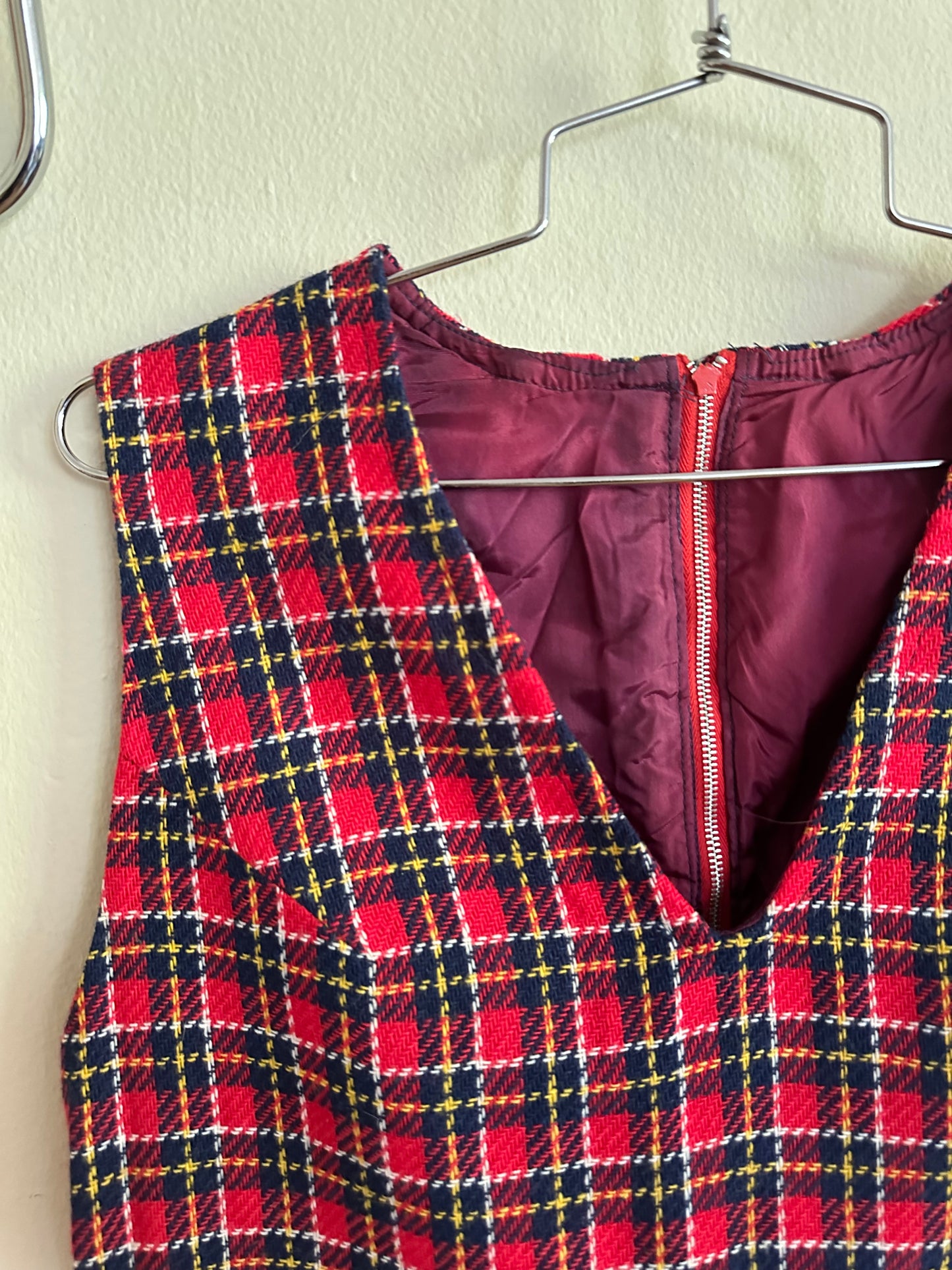 60s/70s Red Plaid Jumper or Longline Top