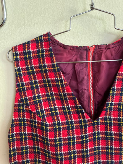 60s/70s Red Plaid Jumper or Longline Top