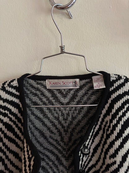 80s Zebra Print Wool Blend Cardigan