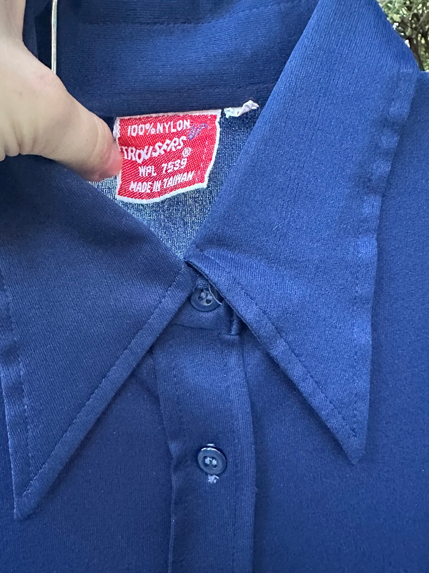 70s Blue Party Shirt with Pointy Collars