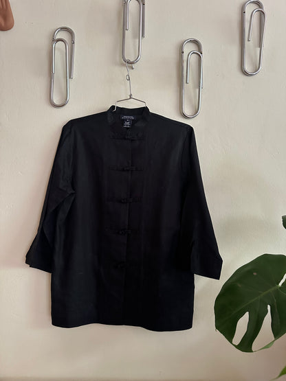 90s Black Linen Jacket