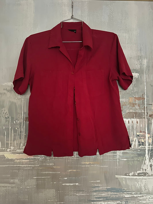 90s Red Silk Shirt