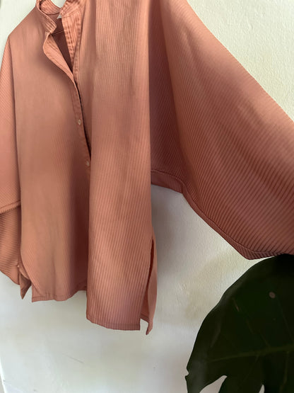 70s Pink/Salmon Striped Blouse