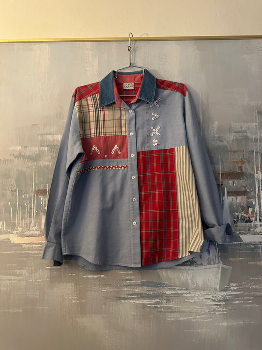 90s Patchwork Shirt — Koret City Blue