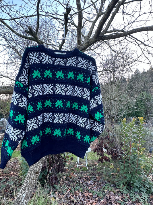 80s Blue Irish Sweater