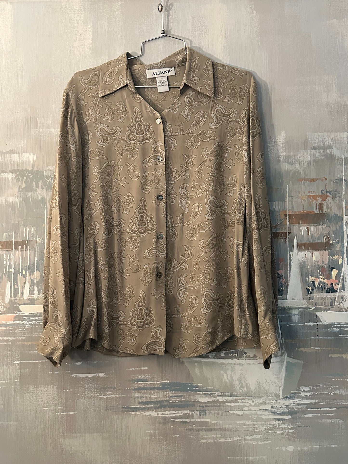 90s Silk Paisley Shirt — Alfani