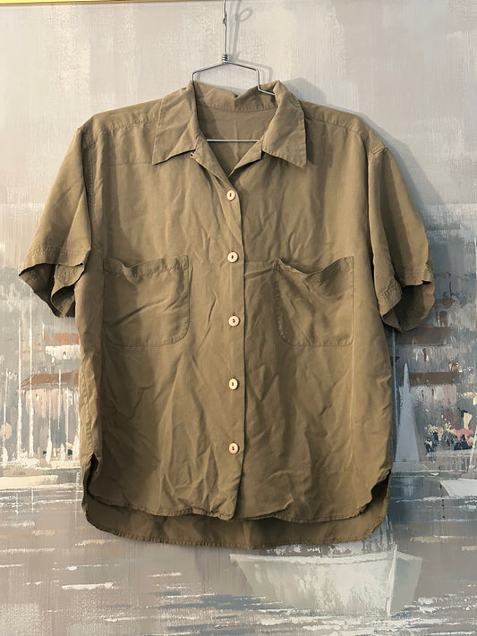 90s Green Silk Shirt