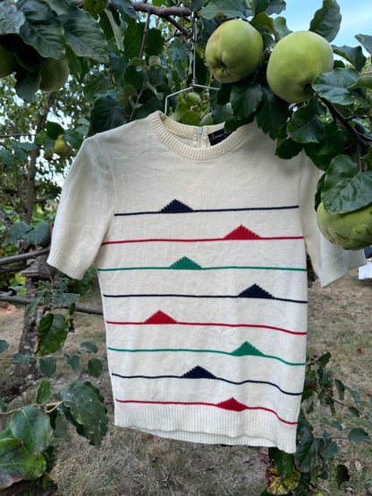 70s White Short Sleeve Sweater