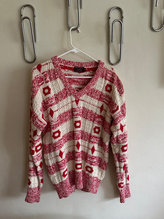 90s Red and White Ralph Lauren Chaps Sweater