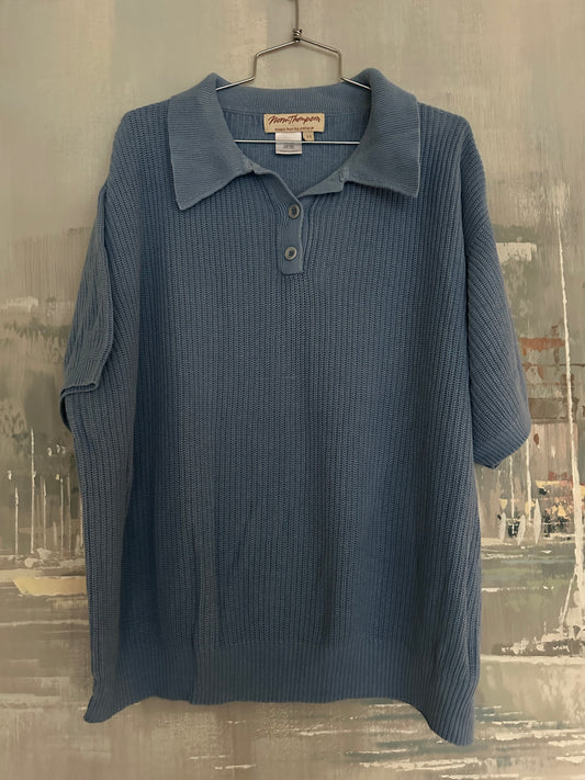Blue Cotton/Linen knit polo - Norm Thompson