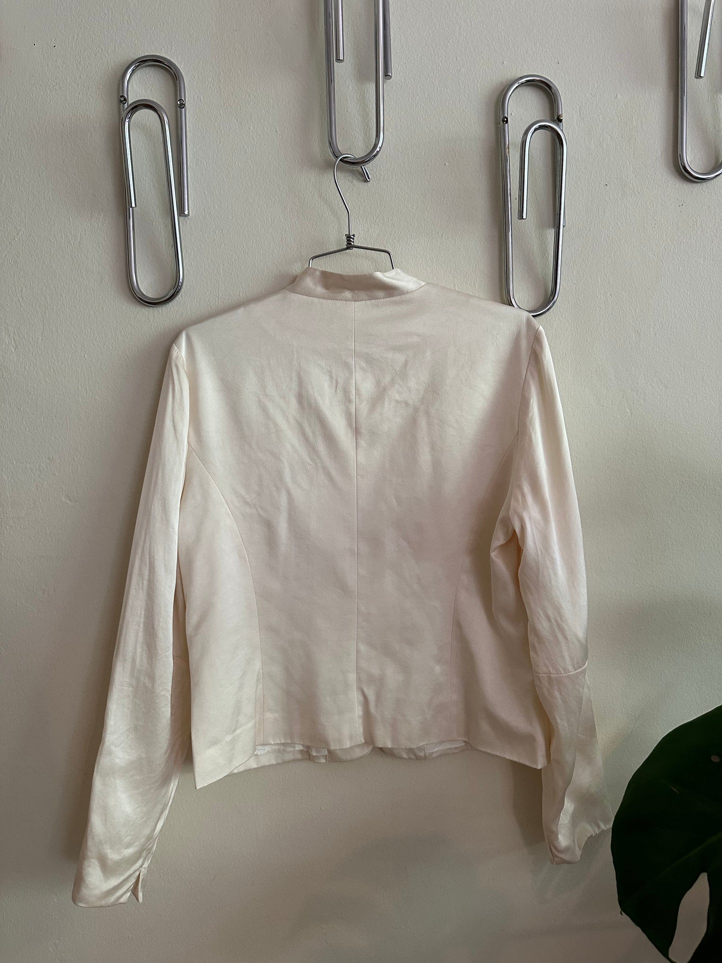 90s White Embroidered Silk Jacket