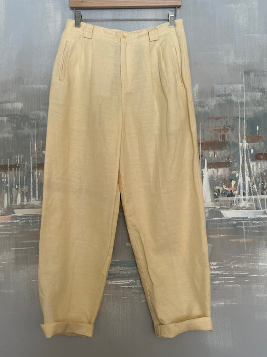 80s Yellow Linen Trousers