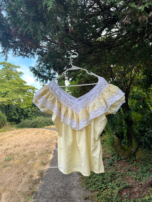 Vintage Yellow Ruffle Shirt