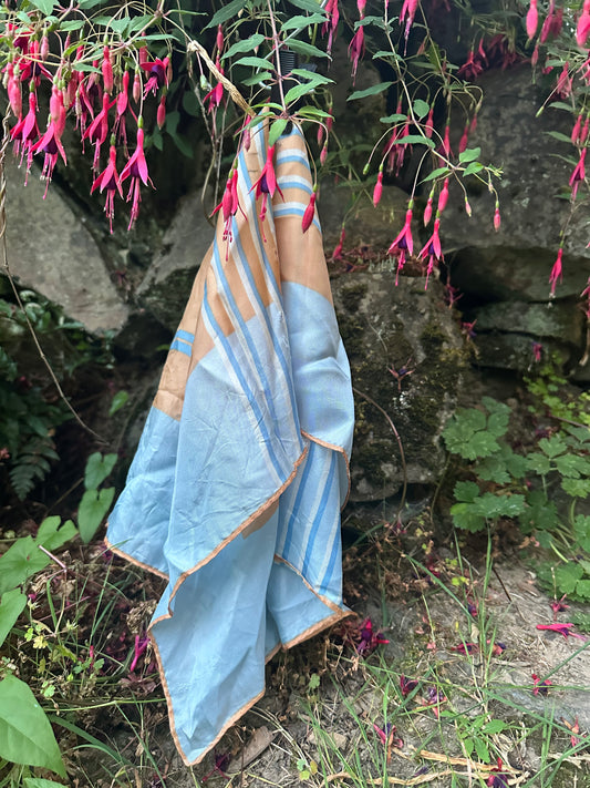 Blue and peach scarf