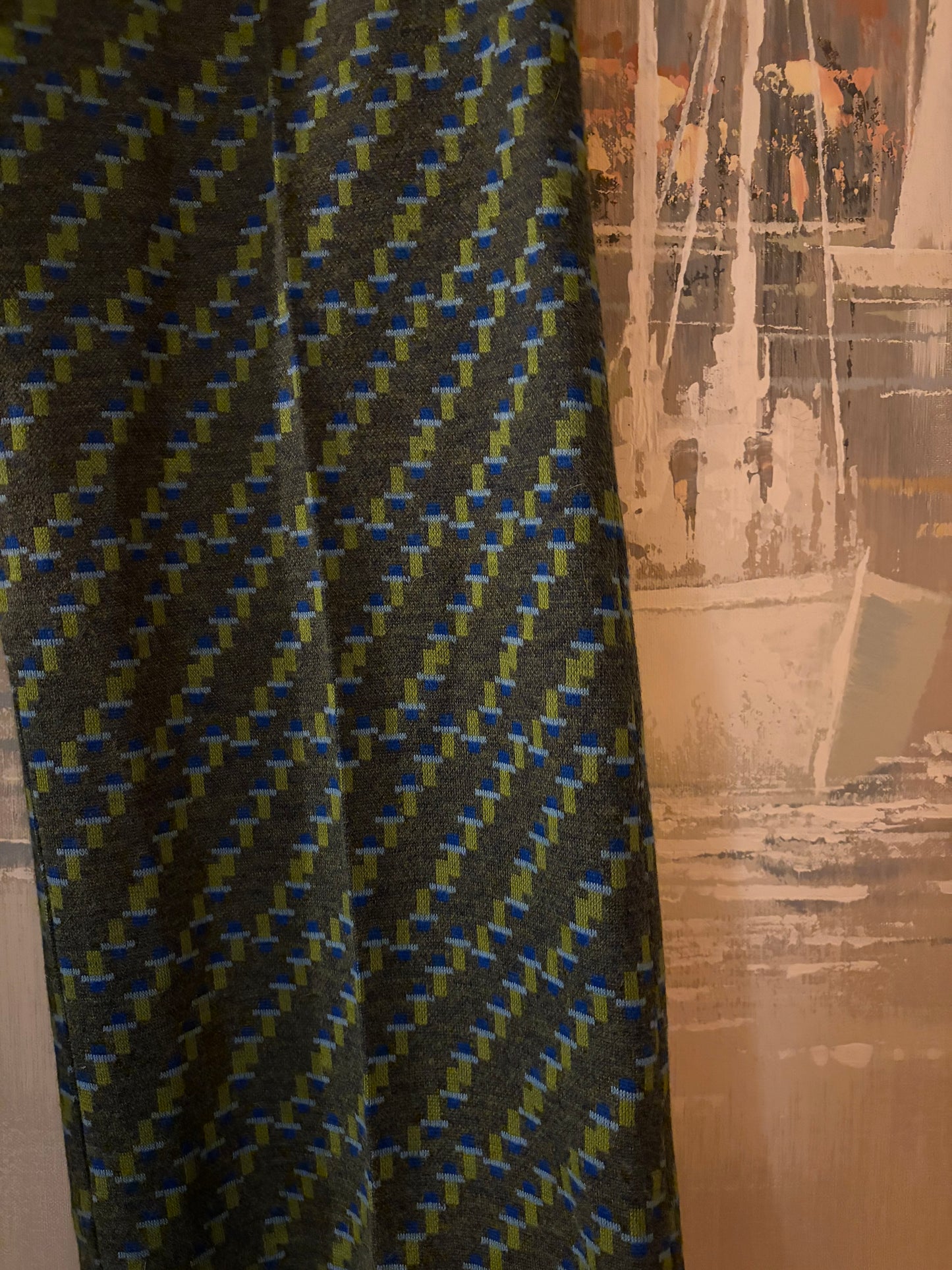 70s Blue and Green Handmade Pants