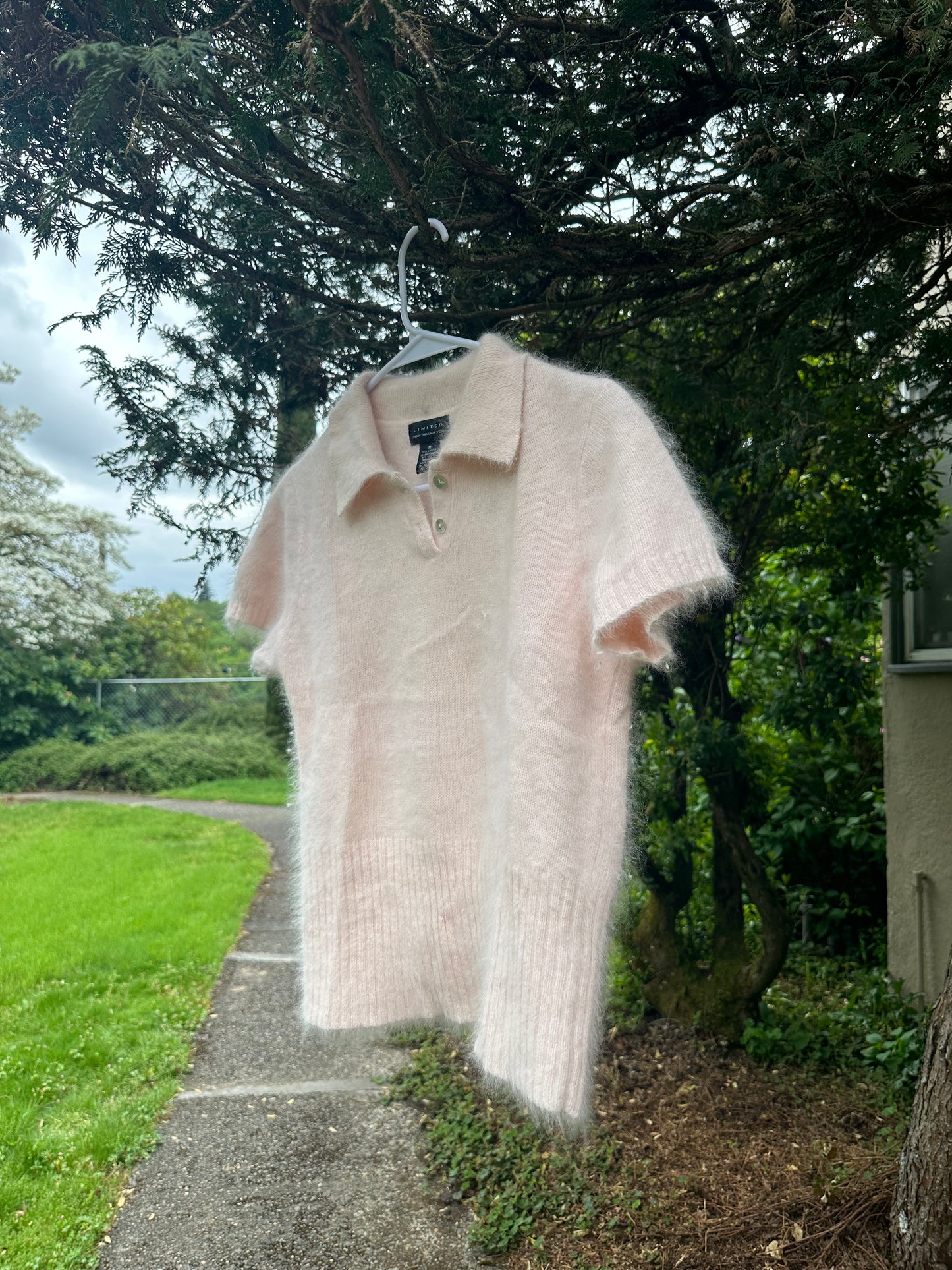 90s Pink Rabbit Hair Polo