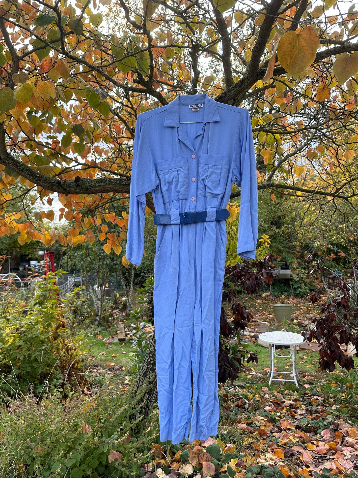 50s Blue Rayon Jumpsuit