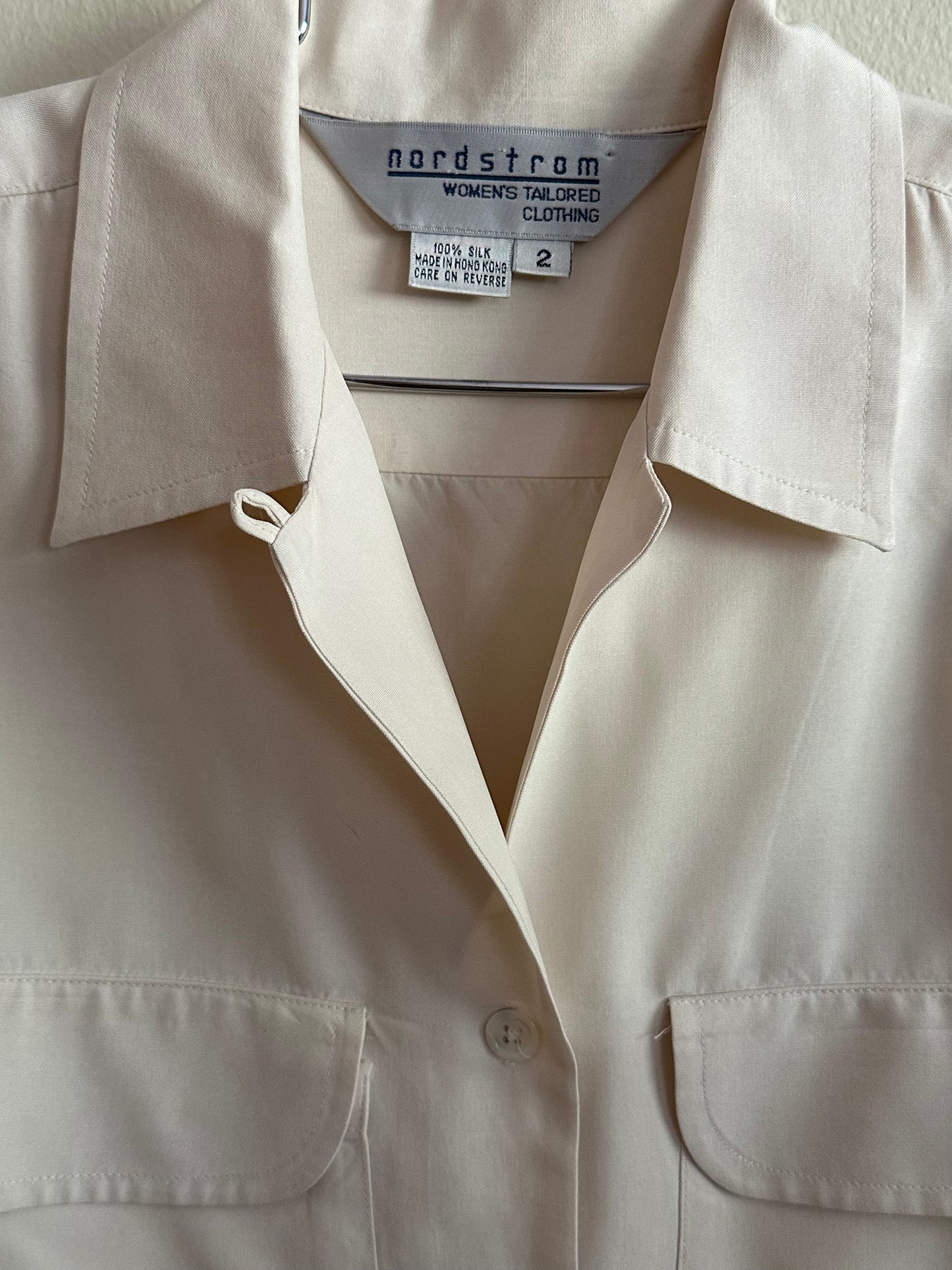 90s White Silk Button Down Shirt