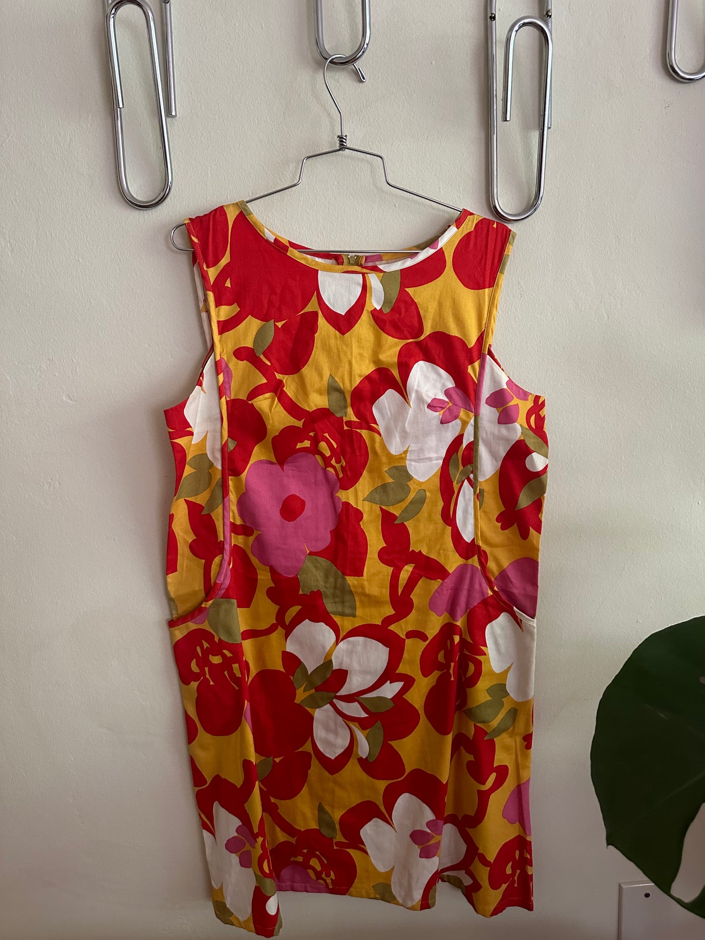 60s Yellow Print Mod Hawaiian Dress