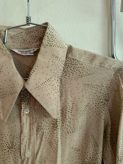 70s Beige Pointy Collar Blouse