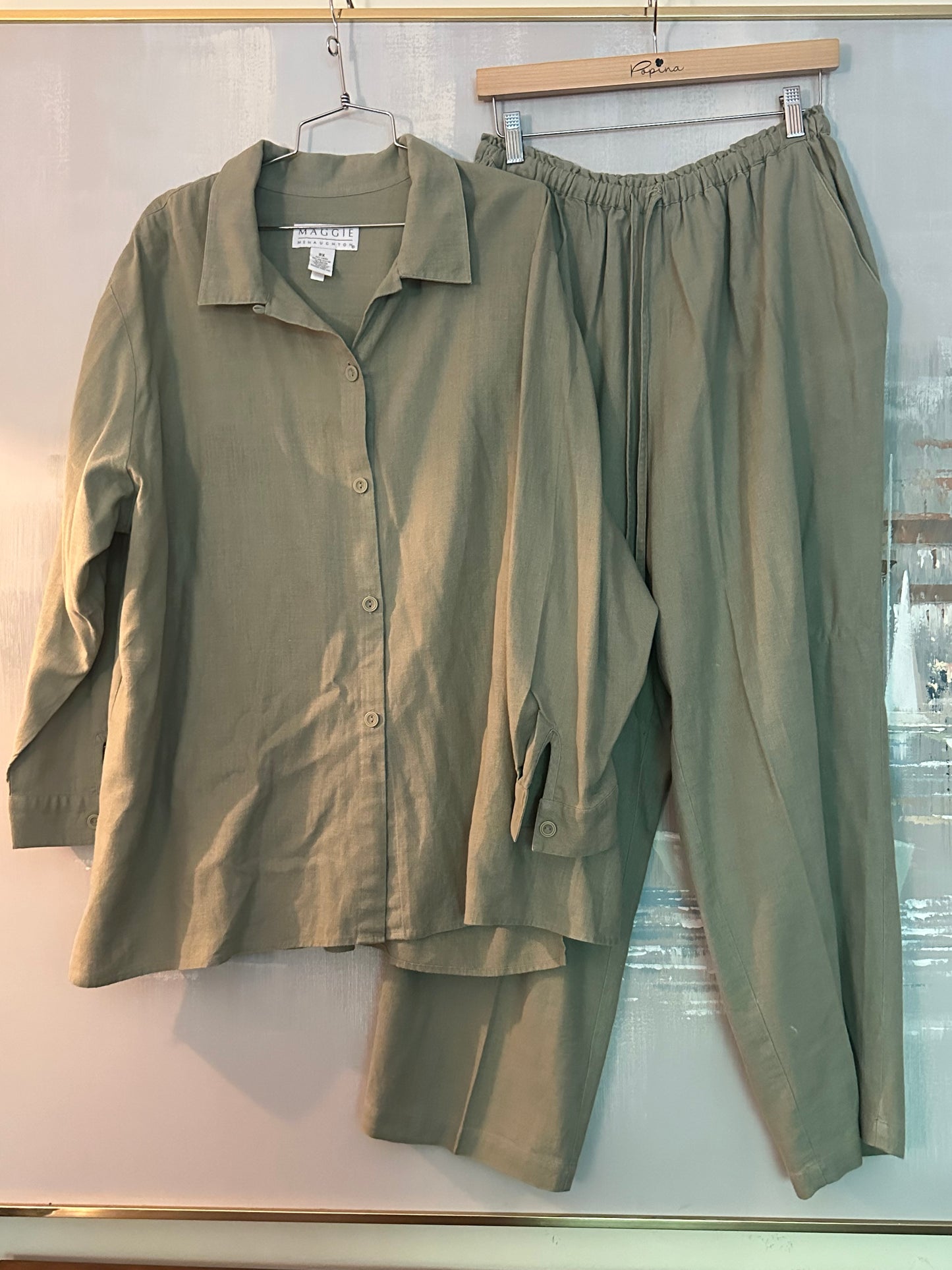 90s Green Linen Set
