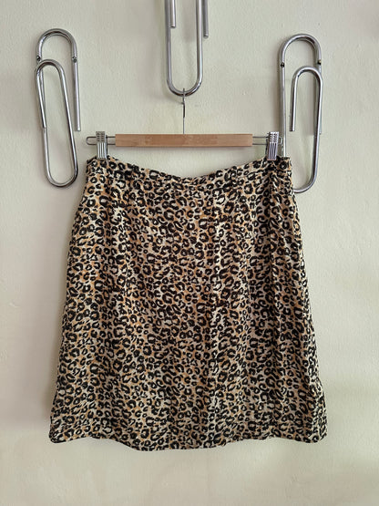 90s Leopard print Silk Skirt