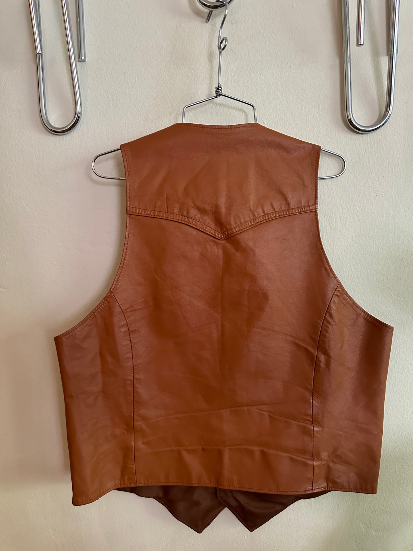 70s Brown Leather Vest Pioneer Wear