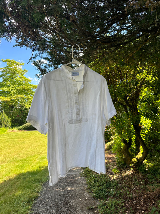 White Linen embroidered Shirt