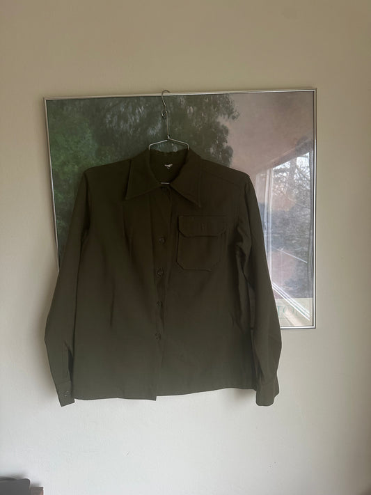 50s Green Wool Military Shirt