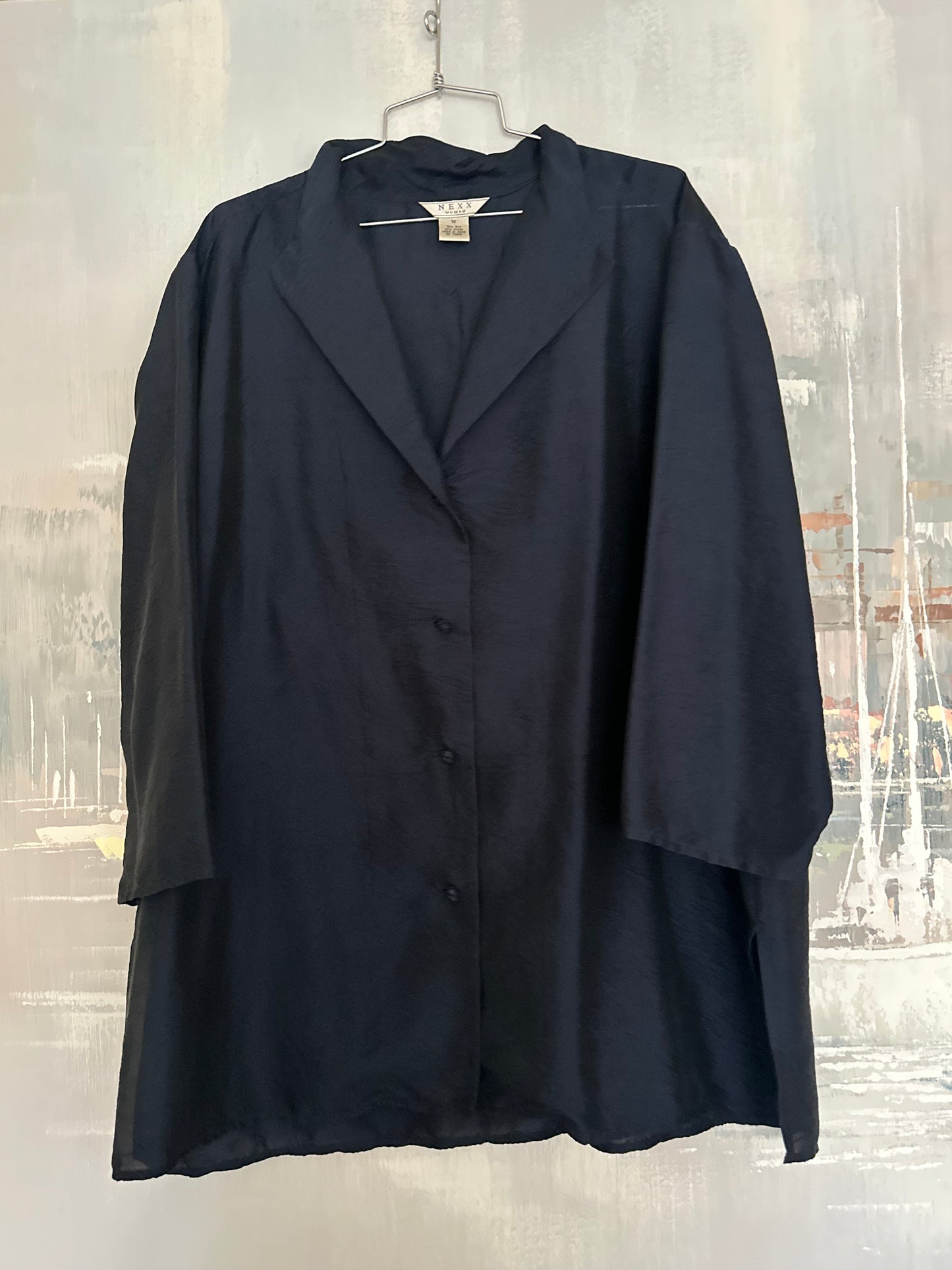 90s Blue Silk Shirt - Nexx