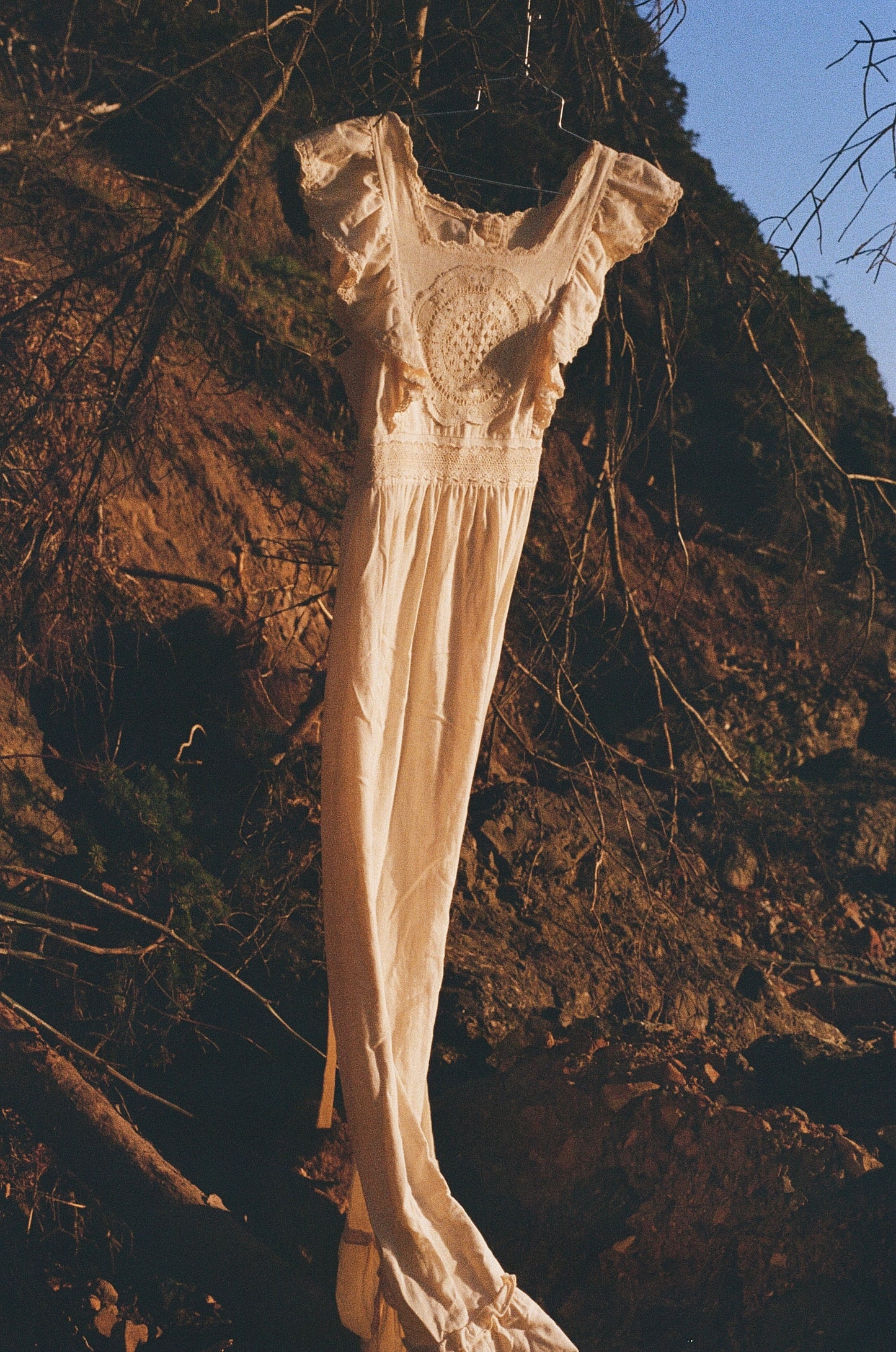 70s White Apron Dress