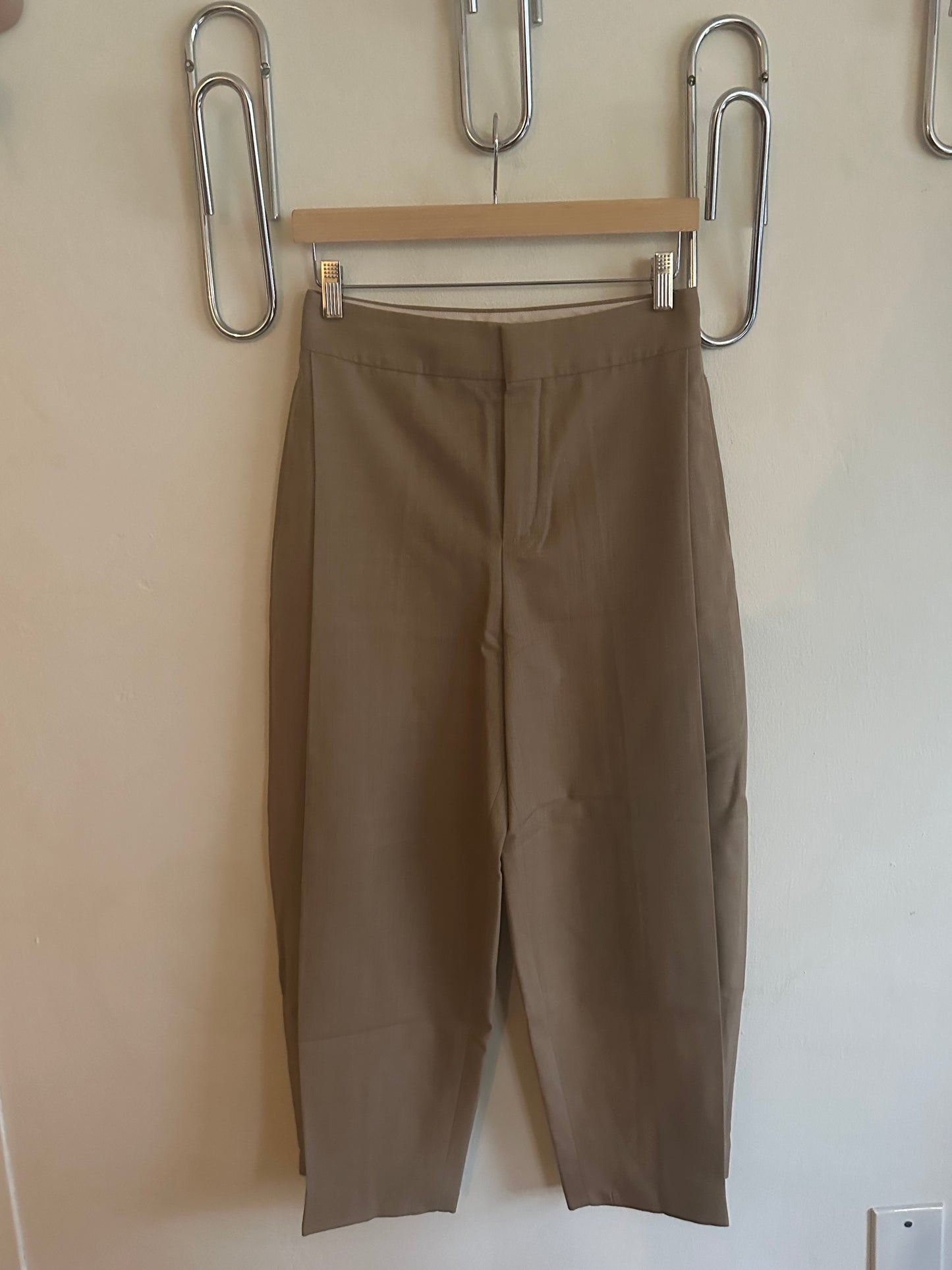 Tan Chloe Pleated Trousers