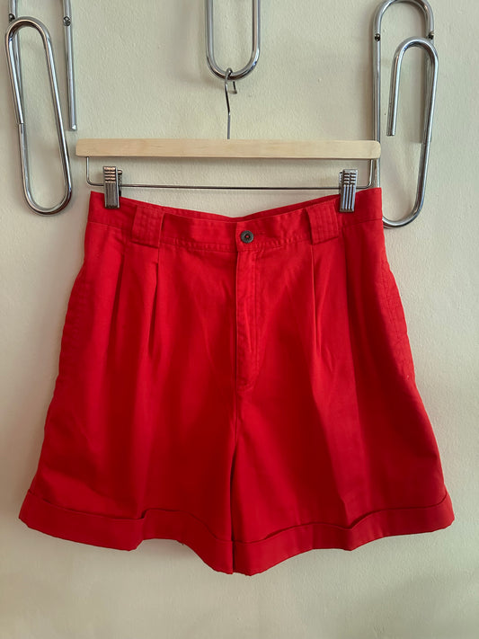 90s Red Pleated Shorts