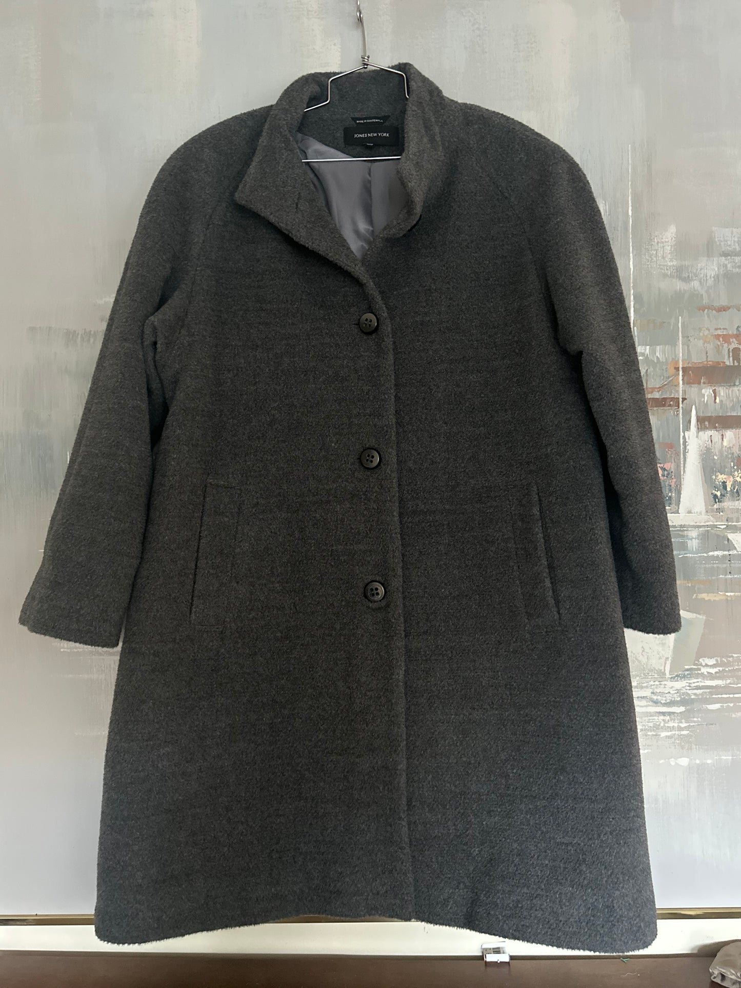 90s Grey Wool Blend Coat - Jones New York