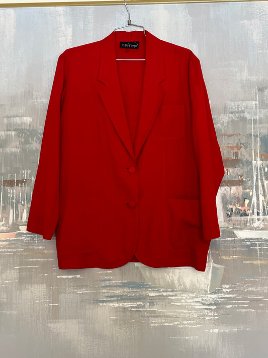 90s Red Silk Blazer