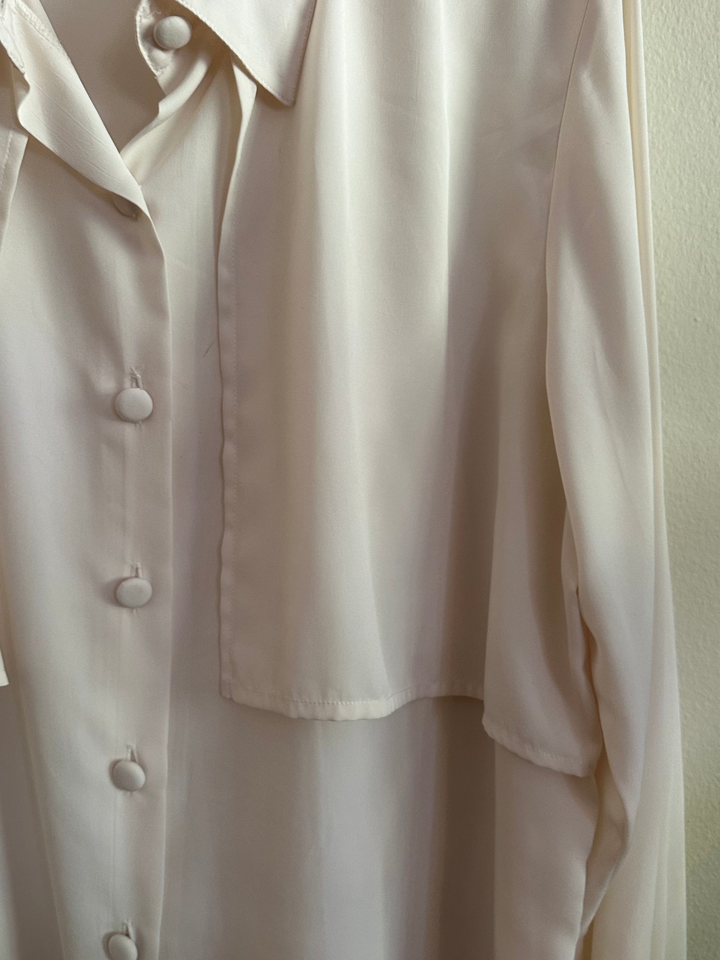 90s White Double Layer Button Down