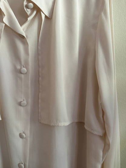 90s White Double Layer Button Down