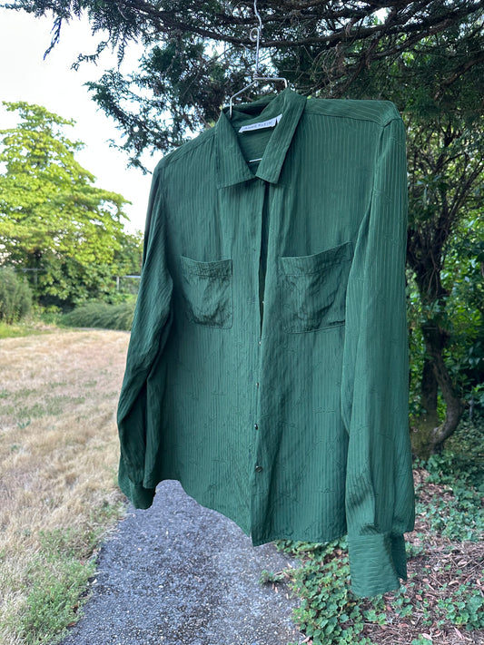 90s Green Silk Shirt