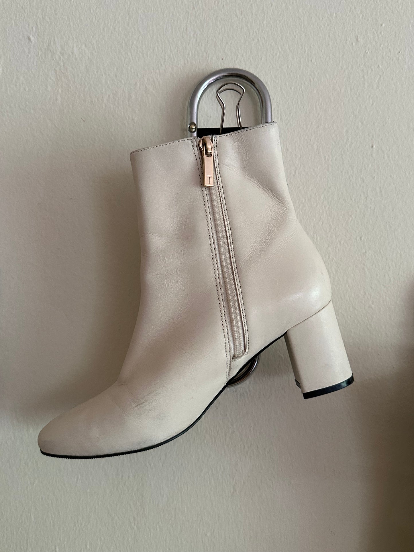 White Leather Neyomi Block Heel Ted Baker Boots