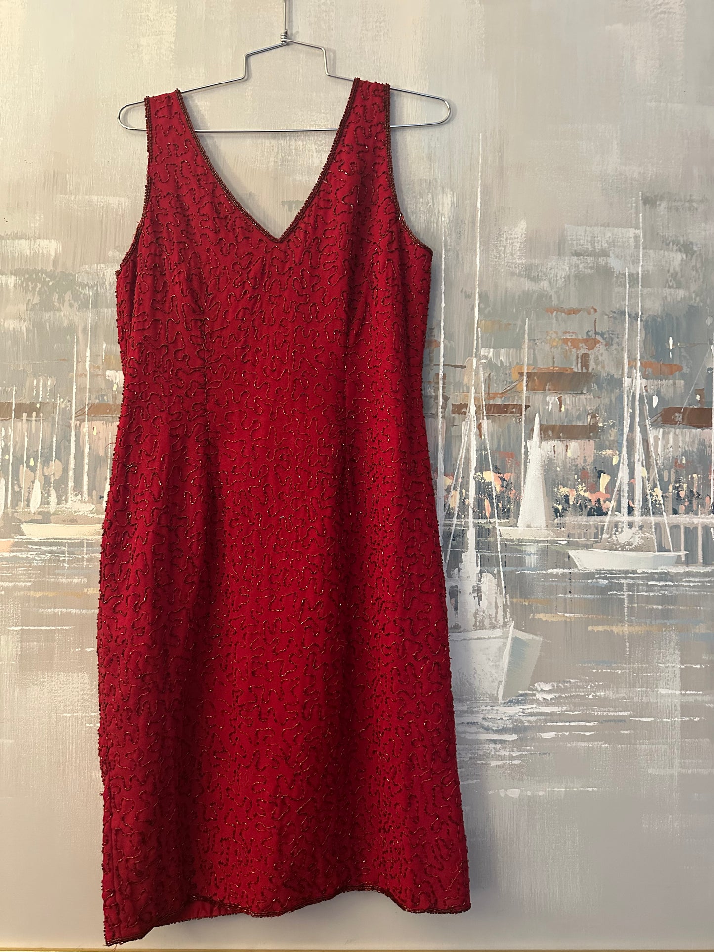 90s Red Beaded Dress