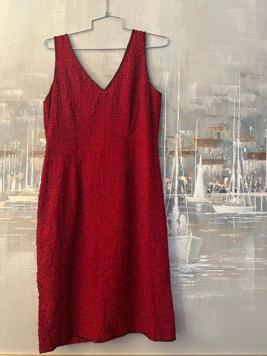 90s Red Beaded Dress