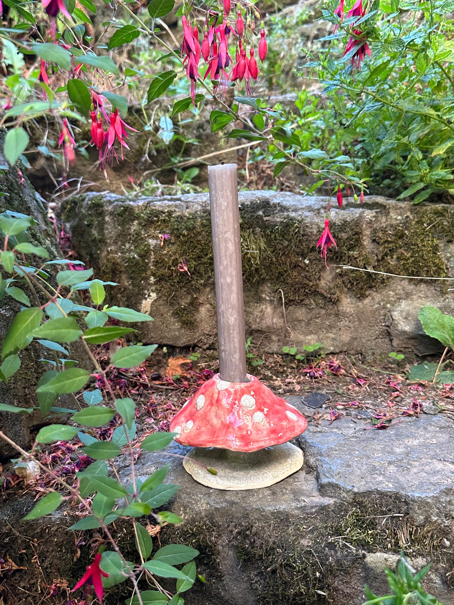 Ceramic Mushroom Candlestick Holder