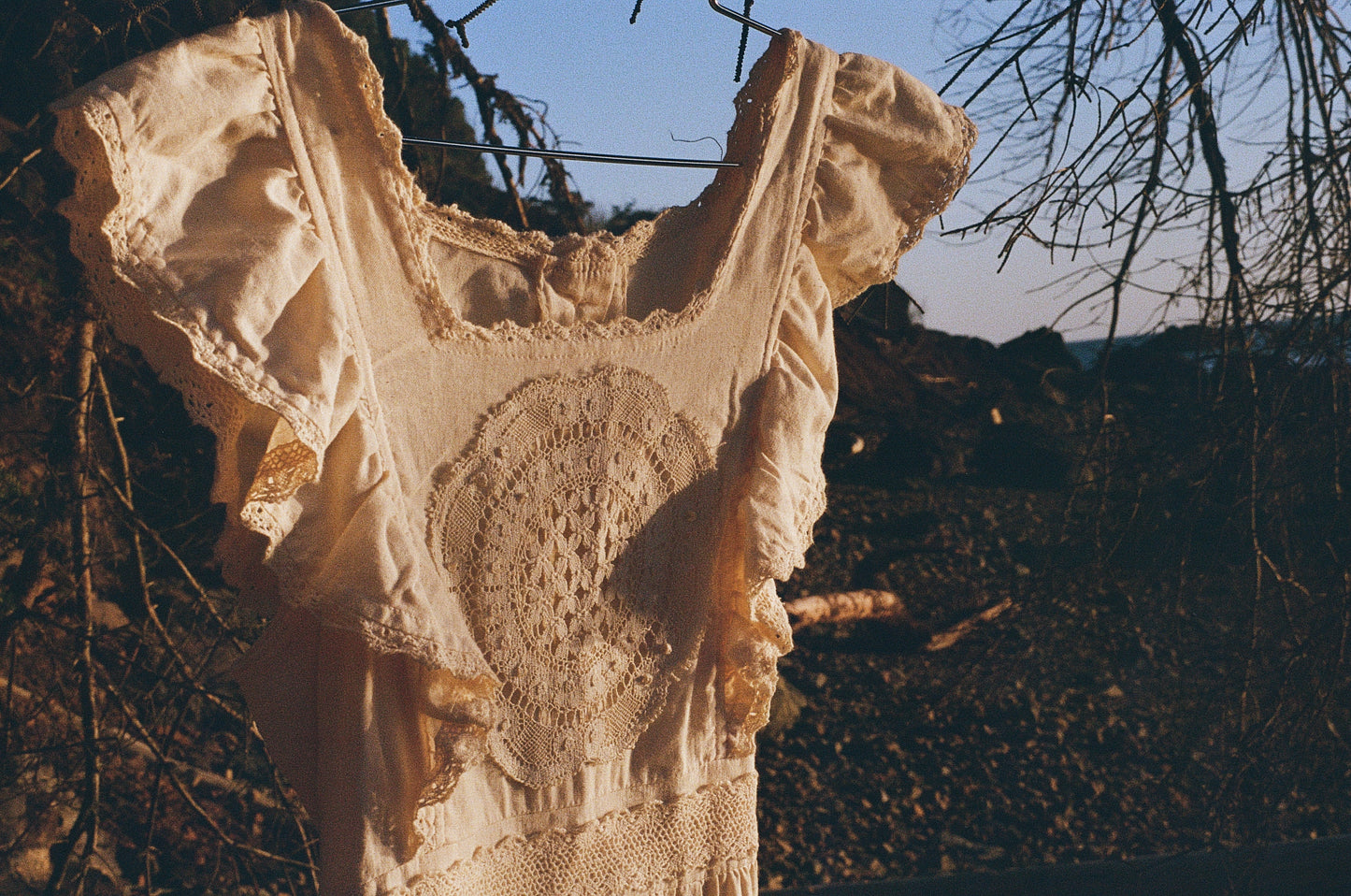 70s White Apron Dress