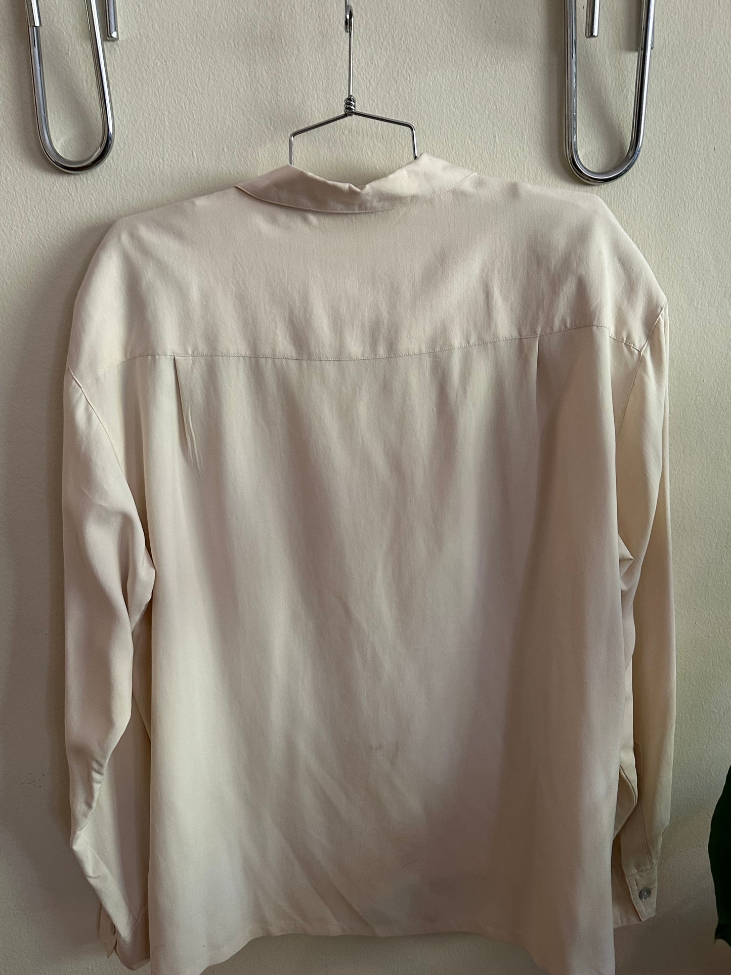 90s White Silk Button Down Shirt