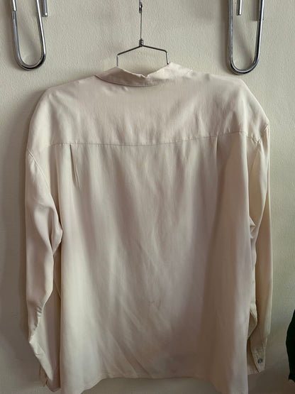 90s White Silk Button Down Shirt