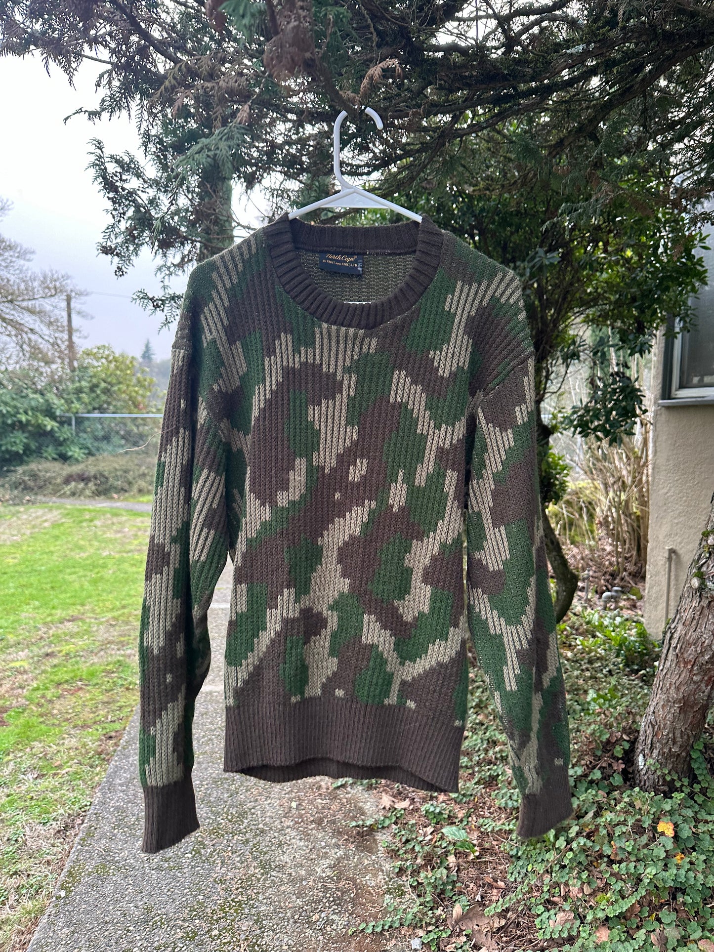 70s Green Camo Sweater