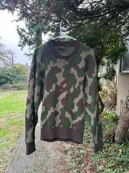 70s Green Camo Sweater