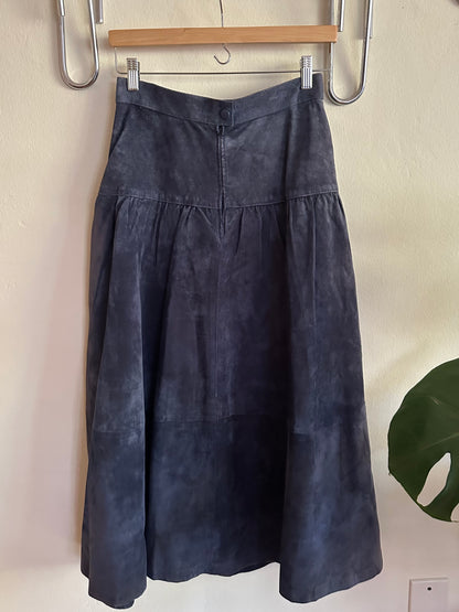 70s/80s Blue Suede Drop Waist Skirt