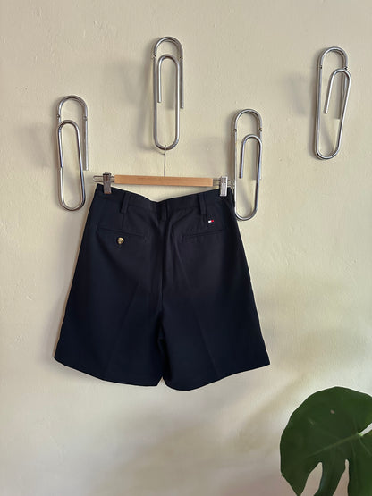 Blue Pleated Shorts