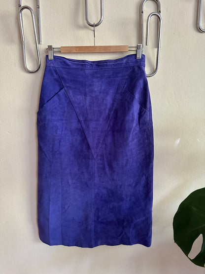 80s Blue Suede Skirt